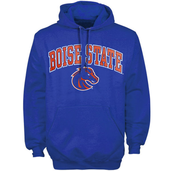 Men NCAA Boise State Broncos Arch Over Logo Hoodie Royal->customized ncaa jersey->Custom Jersey